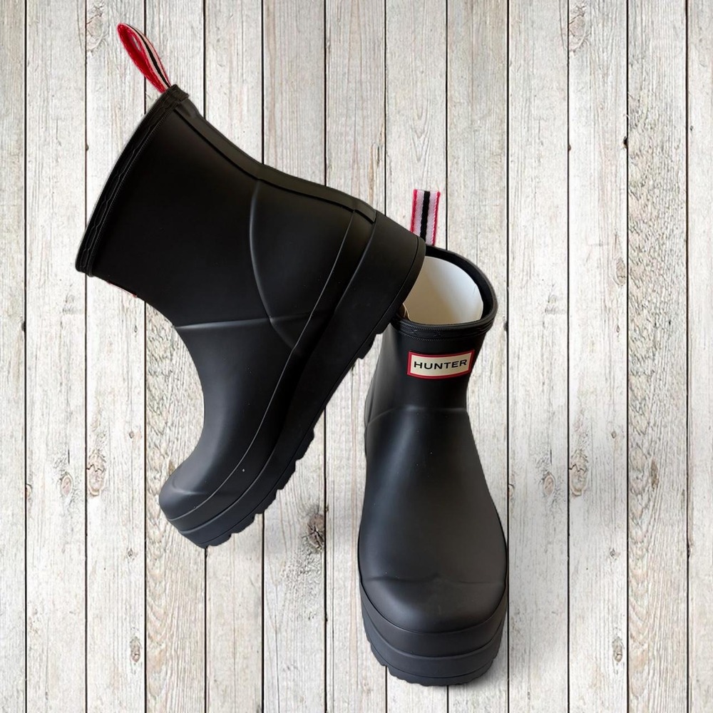 Hunter Womens Play Short Rain Boots Black Waterproof Ankle Boots WFS2020RMA 8